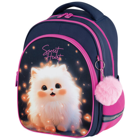 Рюкзак BRAUBERG OPTIMA, 2 отделения, с брелоком, "Tiny beauty", 36х27х18 см, 273155