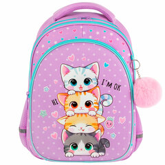 Рюкзак BRAUBERG OPTIMA, 2 отделения, с брелоком, &laquo;Funny kittens&raquo;, 36&times;27&times;18 см, 273156