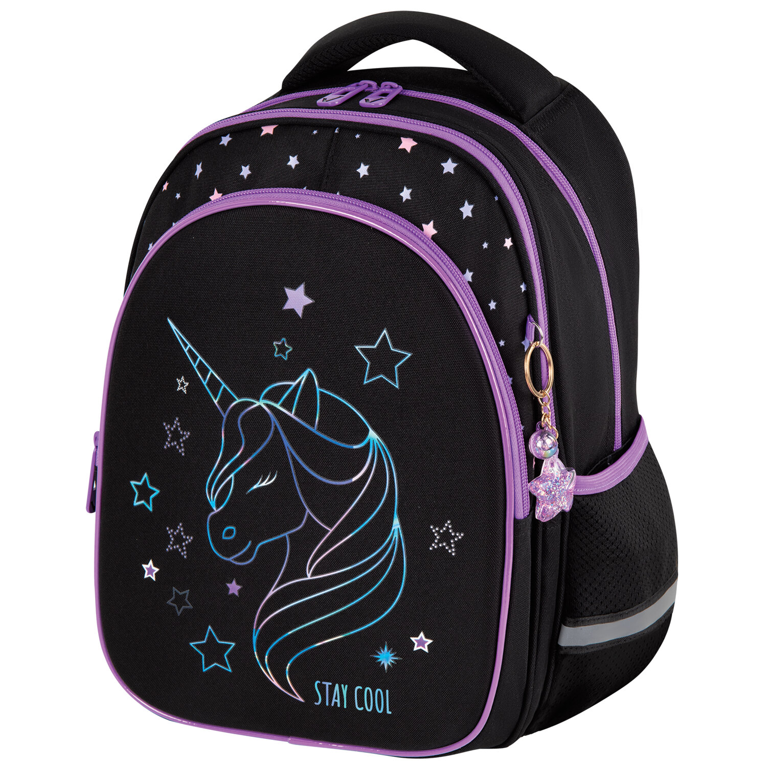 Рюкзак BRAUBERG OPTIMA, 2 отделения, с брелоком, "Radiant unicorn", 36х27х18 см, 273157