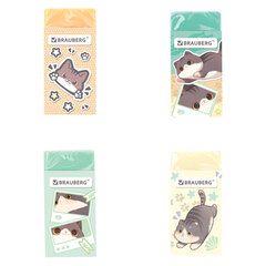 Ластик кросс-серия МИЛЫЕ КОТЫ, 50&times;24&times;10 мм, прямоугольный, картонный держатель, ассорти, ЭКО ПВХ, BRAUBERG, 273227