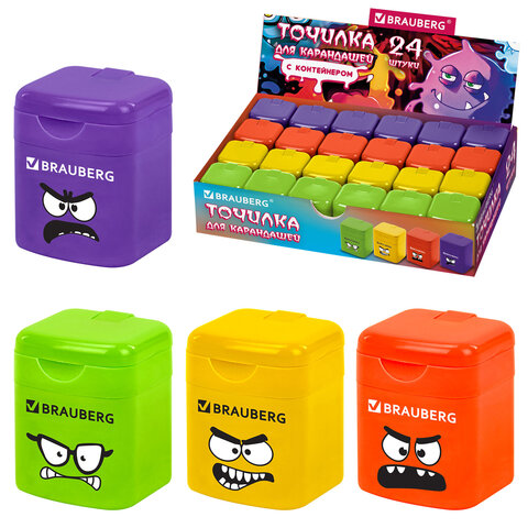 Точилка кросс-серия "МОНСТРИКИ", с контейнером, корпус ассорти, BRAUBERG, 273235