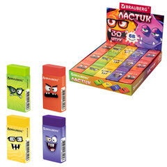 Ластик кросс-серия МОНСТРИКИ, 50&times;24&times;10 мм, прямоугольный, картонный держатель, ассорти, ЭКО ПВХ, BRAUBERG, 273236