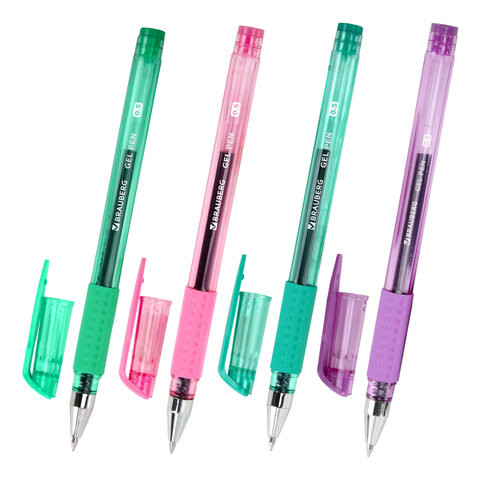 Ручка гелевая с грипом, кросс-серия PASTEL, BRAUBERG, ЧЕРНАЯ, стандартный узел 0,5 мм, линия письма 0,35 мм, 273254