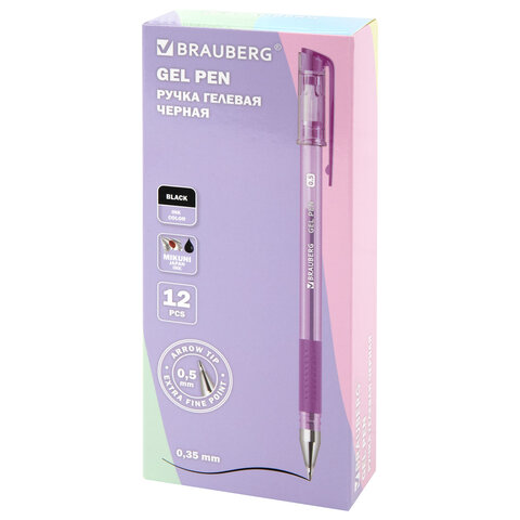 Ручка гелевая с грипом, кросс-серия PASTEL, BRAUBERG, ЧЕРНАЯ, стандартный узел 0,5 мм, линия письма 0,35 мм, 273254 - фото 12