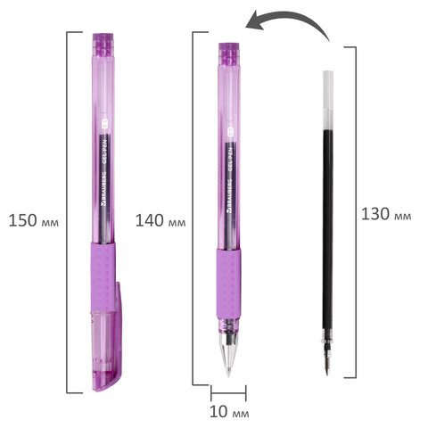 Ручка гелевая с грипом, кросс-серия PASTEL, BRAUBERG, ЧЕРНАЯ, стандартный узел 0,5 мм, линия письма 0,35 мм, 273254 - фото 10