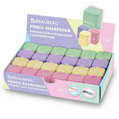 Точилка кросс-серия &laquo;PASTEL&raquo;, с контейнером, корпус ассорти, BRAUBERG, 273255