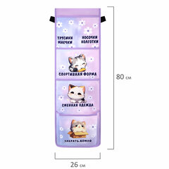 Кармашки-органайзер в шкафчик для детского сада ЮНЛАНДИЯ, увеличенный размер, 26&times;80 см, &laquo;Sleepy kitty&raquo;, 273281