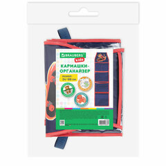 Кармашки-органайзер в шкафчик для детского сада BRAUBERG KIDS, крепление на липучке, наклейки-подсказки, 24&times;88 см, &laquo;Tiger&raquo;, 273285