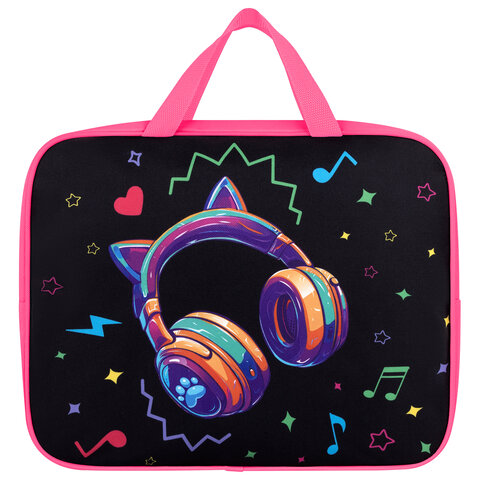 Папка на молнии с ручками BRAUBERG А4, 1 отделение, полиэстер, 80 мм, "Headphones", 273302 - фото 2