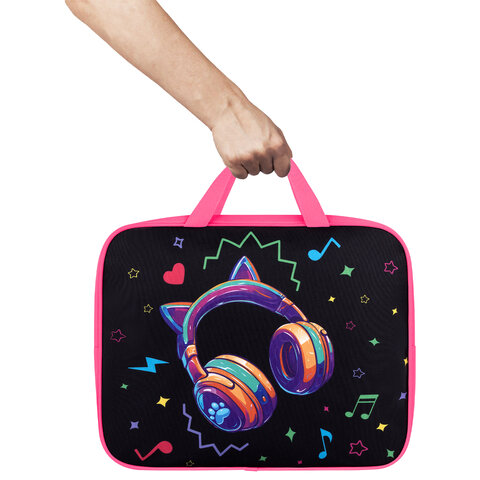 Папка на молнии с ручками BRAUBERG А4, 1 отделение, полиэстер, 80 мм, "Headphones", 273302 - фото 7