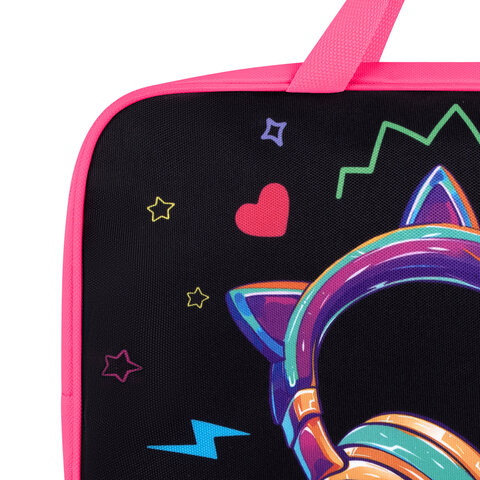 Папка на молнии с ручками BRAUBERG А4, 1 отделение, полиэстер, 80 мм, "Headphones", 273302 - фото 5