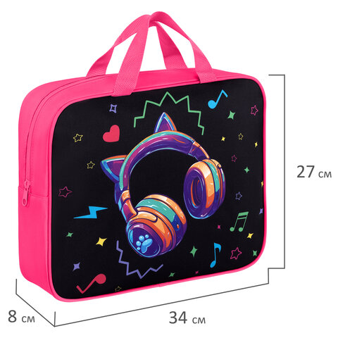 Папка на молнии с ручками BRAUBERG А4, 1 отделение, полиэстер, 80 мм, "Headphones", 273302 - фото 8