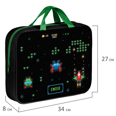Папка на молнии с ручками BRAUBERG А4, 1 отделение, полиэстер, 80 мм, "Space strike", 273306 - фото 8