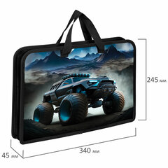 Папка на молнии с ручками ЮНЛАНДИЯ А4, 1 отделение, пластик, ширина 45 мм, &laquo;Space driver&raquo;, 273360