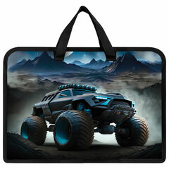 Папка на молнии с ручками ЮНЛАНДИЯ А4, 1 отделение, пластик, ширина 45 мм, &laquo;Space driver&raquo;, 273360