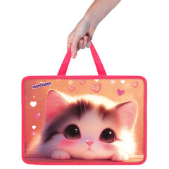 Папка на молнии с ручками ЮНЛАНДИЯ А4, 1 отделение, пластик, 80 мм, &laquo;Dreamy kitty&raquo;, 273361