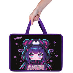 Папка на молнии с ручками ЮНЛАНДИЯ А4, 1 отделение, пластик, 80 мм, &laquo;Anime fan&raquo;, 273362