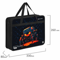 Папка на молнии с ручками BRAUBERG А4, 1 отделение, пластик, 80 мм, &laquo;Fire spider&raquo;, 273374