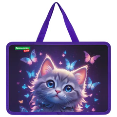 Папка на молнии с ручками BRAUBERG KIDS А4, 1 отделение, пластик, 100 мм, &laquo;Curious cat&raquo;, 273376