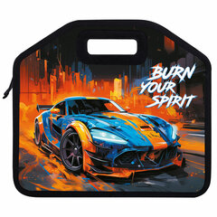 Папка-сумка ЮНЛАНДИЯ, 1 отделение, фетровые ручки, 34х30х11 см, "Race car", 273382