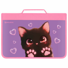 Папка на молнии BRAUBERG А4 с ручкой, с органайзером, 1 отделение, &laquo;Paw prints&raquo;, 273383