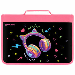 Папка на молнии BRAUBERG А4 с ручкой, с органайзером, 1 отделение, &laquo;Headphones&raquo;, 273384
