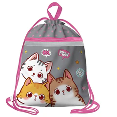 Мешок для обуви BRAUBERG, с петлей, светоотражающая полоса, 2 отделения, 46х36 см, "Hi there", 273449