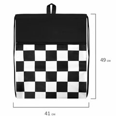 Мешок для обуви BRAUBERG БОЛЬШОЙ, с ручкой, карман на молнии, сетка, 49&times;41 см, &laquo;Black and White&raquo;, 273452