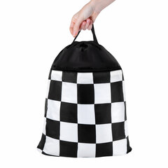 Мешок для обуви BRAUBERG БОЛЬШОЙ, с ручкой, карман на молнии, сетка, 49&times;41 см, &laquo;Black and White&raquo;, 273452