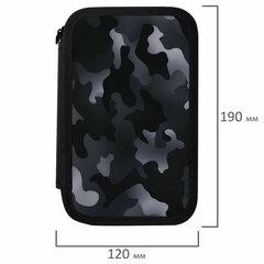 Пенал ПИФАГОР, 3 отделения, ламинированный картон, 19&times;11 см, &laquo;Black camo&raquo;, 273489