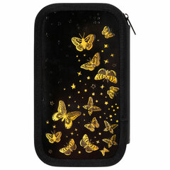 Пенал ЮНЛАНДИЯ, 2 отделения, ламинированный картон, конгрев, 19&times;11 см, &laquo;Golden&raquo;, 273495