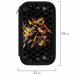 Пенал ЮНЛАНДИЯ, 2 отделения, ламинированный картон, конгрев, 19&times;11 см, &laquo;Fire moto&raquo;, 273496