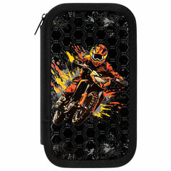 Пенал ЮНЛАНДИЯ, 2 отделения, ламинированный картон, конгрев, 19&times;11 см, &laquo;Fire moto&raquo;, 273496