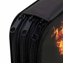 Пенал ЮНЛАНДИЯ, 3 отделения, картон с эффектом soft-touch, 19&times;11 см, &laquo;Fire ball&raquo;, 273501