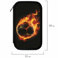 Пенал ЮНЛАНДИЯ, 3 отделения, картон с эффектом soft-touch, 19&times;11 см, &laquo;Fire ball&raquo;, 273501