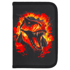 Пенал BRAUBERG с наполнением, 1 отделение, 1 откидная планка, 24 предмета, 21х14 см, "Fire dino", 273535