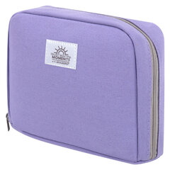 Пенал-органайзер BRAUBERG, 1 отделение, С НАКЛЕЙКАМИ, молния вокруг, канвас, 22&times;15&times;6 см, фиолетовый, 273594