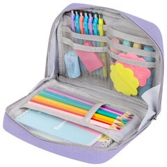 Пенал-органайзер BRAUBERG, 1 отделение, С НАКЛЕЙКАМИ, молния вокруг, канвас, 22&times;15&times;6 см, фиолетовый, 273594