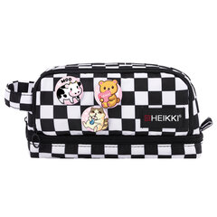 Пенал-органайзер HEIKKI (ХЕЙКИ) с ручкой, значки, 2 отделения, откидная планка, 22&times;13&times;10 см, &laquo;Black&White&raquo;, 273601