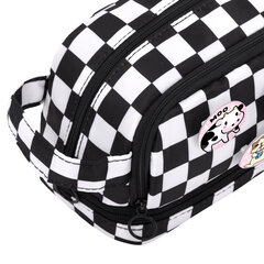 Пенал-органайзер HEIKKI (ХЕЙКИ) с ручкой, значки, 2 отделения, откидная планка, 22&times;13&times;10 см, &laquo;Black&White&raquo;, 273601