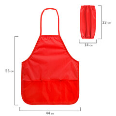 Фартук с нарукавниками для уроков труда ПИФАГОР, 3 кармана, стандартный размер, 44&times;55 см, красный, 273753