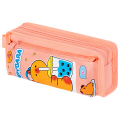 Пенал ЮНЛАНДИЯ ЮНИОР, 2 отделения, с ручкой, полиэстер, "Capybara", 21х8х6 см, 273814