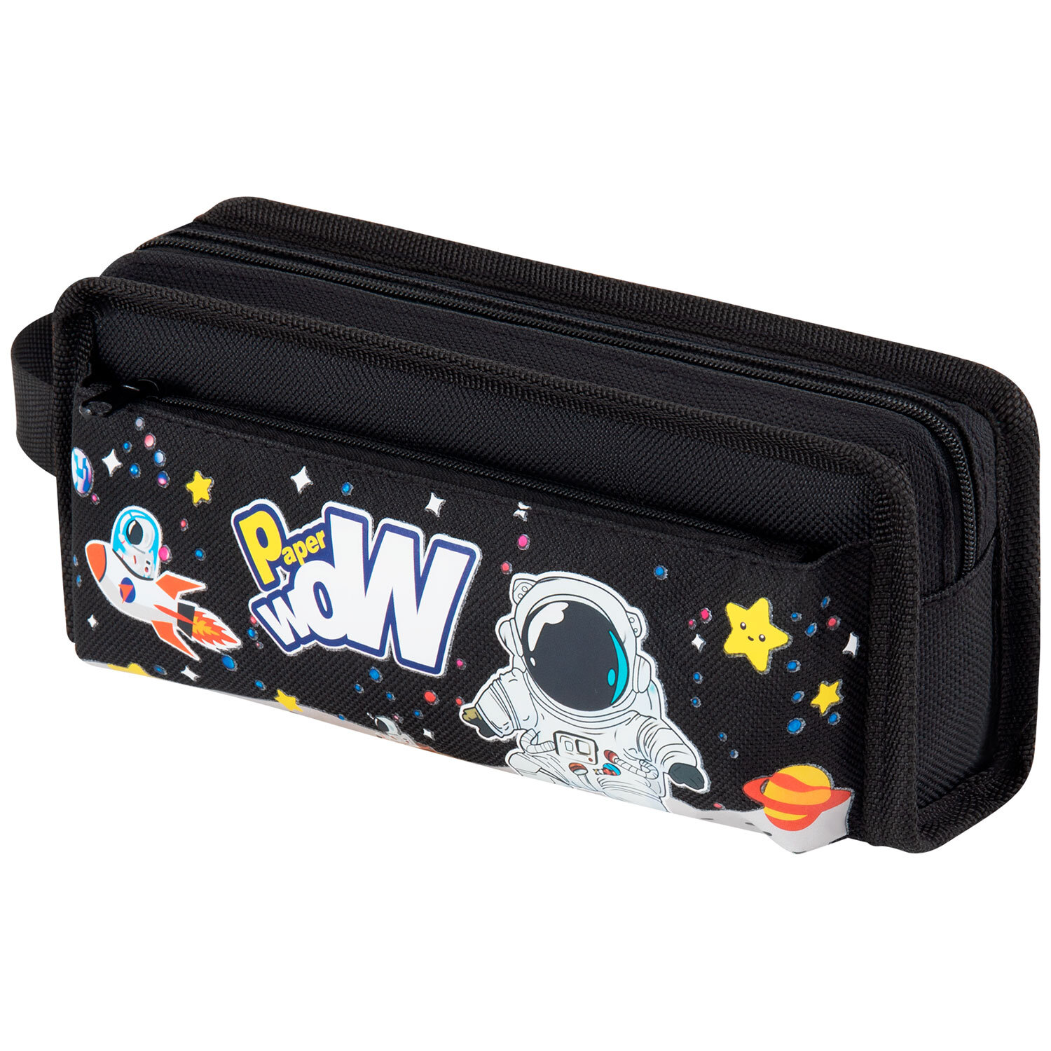 Пенал ЮНЛАНДИЯ ЮНИОР, 2 отделения, с ручкой, полиэстер, "Astronaut", 21х8х6 см, 273816