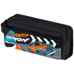 Пенал ЮНЛАНДИЯ ЮНИОР, 2 отделения, с ручкой, полиэстер, "Speed demon", 21х8х6 см, 273817