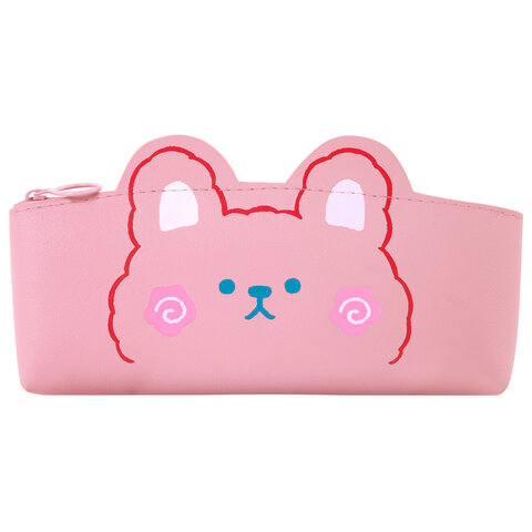 Пенал ЮНЛАНДИЯ ЮНИОР, 1 отделение, искусственная кожа, "Pink bear", 20х9х7 см, 273818