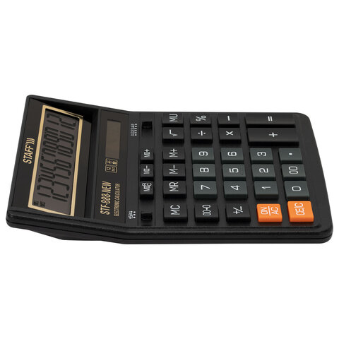 Калькулятор настольный STAFF STF-888-New (202x158 мм), 12 разрядов, двойное питание, черный, 273831