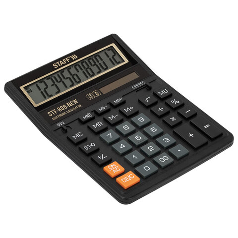 Калькулятор настольный STAFF STF-888-New (202x158 мм), 12 разрядов, двойное питание, черный, 273831