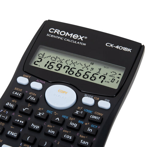 Калькулятор инженерный CROMEX CX-401BK (155х80 мм), 401 функция, 10+2 разрядов, черный, 273833