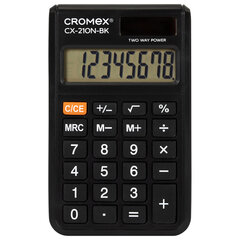 Калькулятор карманный CROMEX (КРОМЕКС) CX-210N-BK (96&times;62 мм), 8 разрядов, двойное питание, черный, 273834