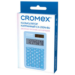 Калькулятор карманный CROMEX (КРОМЕКС) CX-210N-BU (96&times;62 мм), 8 разрядов, двойное питание, голубой, 273835